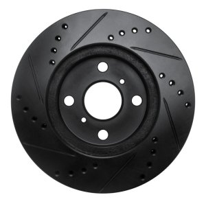 Toyota Prius Brake Rotor (1) - Front Right - R1 Concepts - Drilled & Slotted - Black - `01-`03